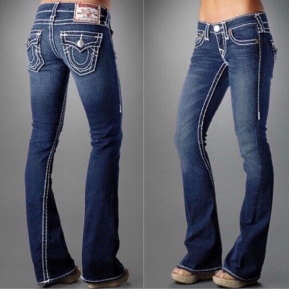 True Religion Denim - VINTAGE Y2K True Religion Jeans Low Rise Flare Disco Joey Big T Blue Jea…